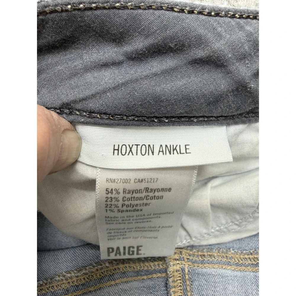 Paige Hoxton Ankle Jeans‎ Womens 28 Blue Medium Wash Raw Hem Distressed Stretch